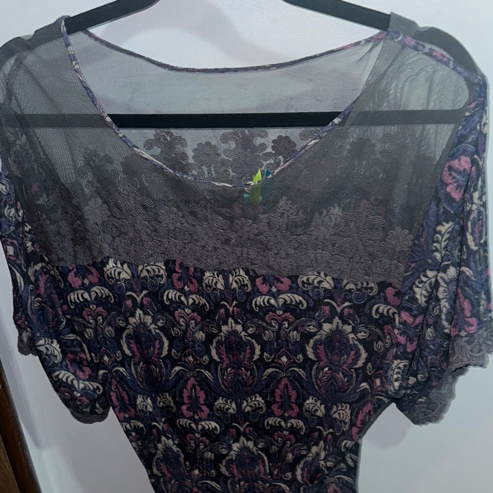Free People Black and Pink Lace Blouse - Picture 3 of 4